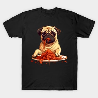 Pug Eating Pasta T-Shirt
